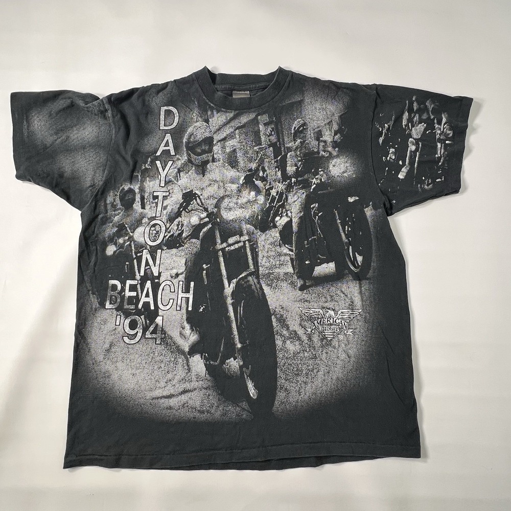 Vintage 3D Emblem 94' Daytona Beach Bike Week All Over Print Double Sided SZ XL - Picture 2 of 14